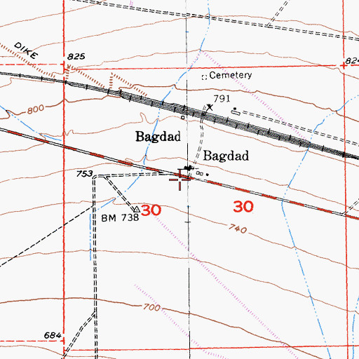 Topographic Map of Bagdad, CA