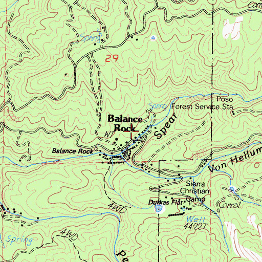 Topographic Map of Balance Rock, CA