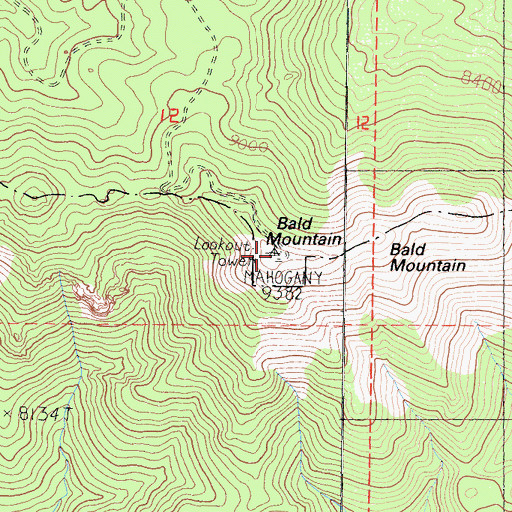 Topographic Map of Bald Mountain, CA