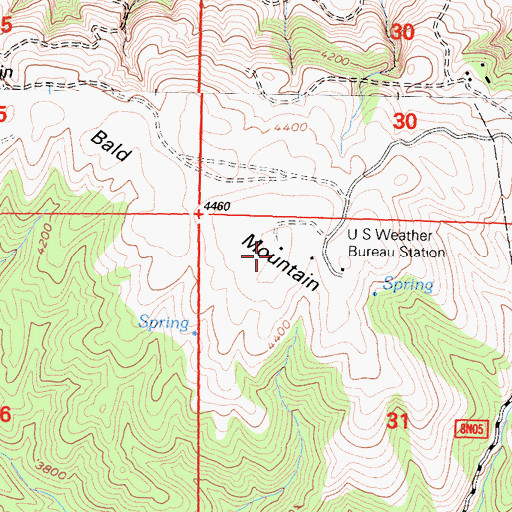 Topographic Map of Bald Mountain, CA