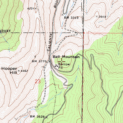Topographic Map of Ball Mountain, CA