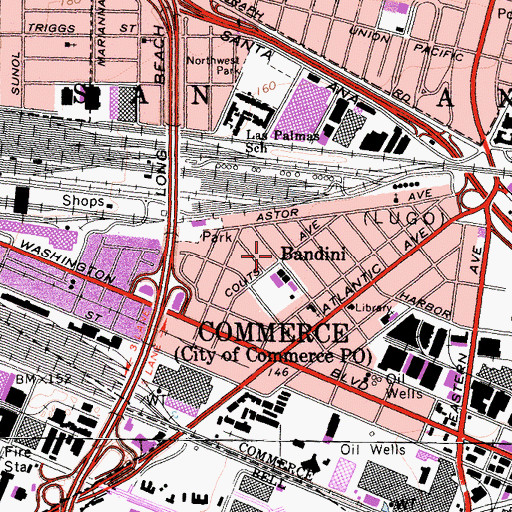 Topographic Map of Bandini, CA