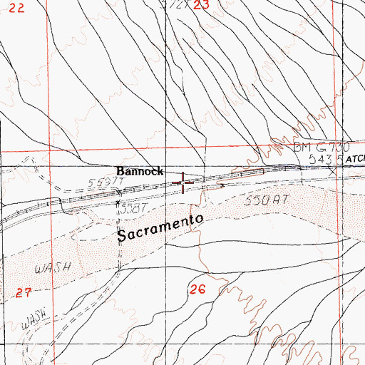 Topographic Map of Bannock, CA