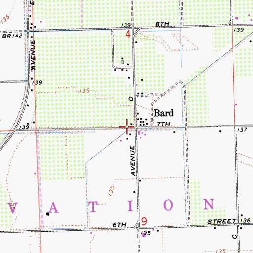 Topographic Map of Bard, CA