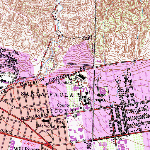 Topographic Map of Bard Sanitarium, CA