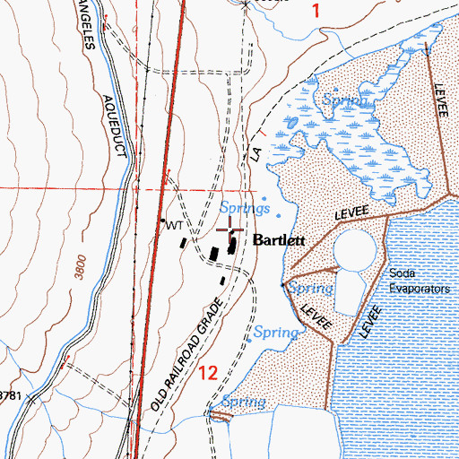 Topographic Map of Bartlett, CA