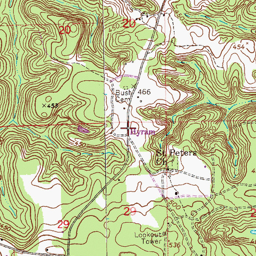Topographic Map of Hyram, AL