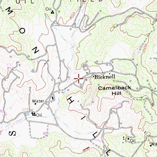 Topographic Map of Bicknell, CA