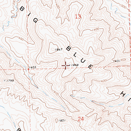 Topographic Map of Big Blue Hills, CA