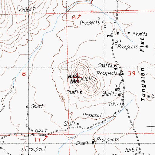 Topographic Map of Billie Mountain, CA