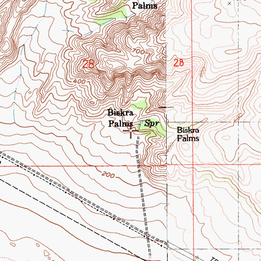 Topographic Map of Biskra Palms, CA