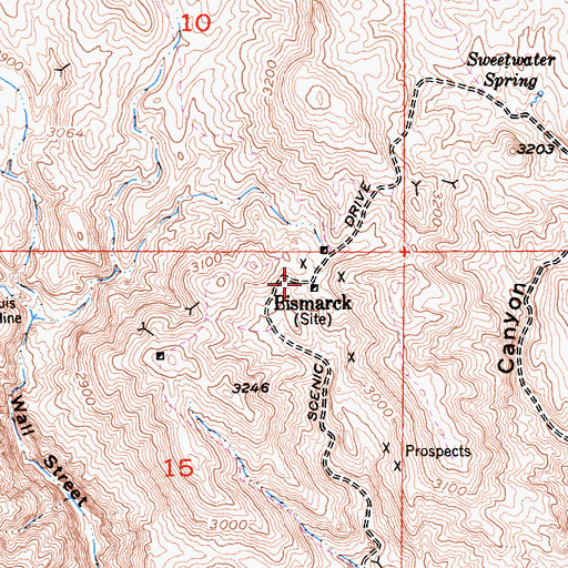 Topographic Map of Bismarck (historical), CA