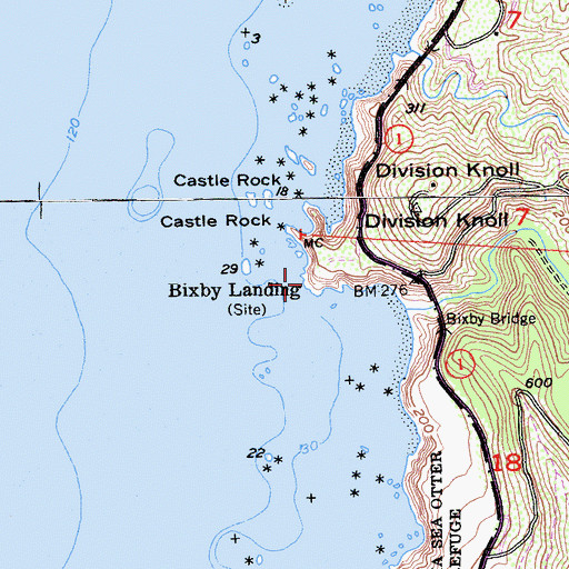 Topographic Map of Bixby Landing, CA