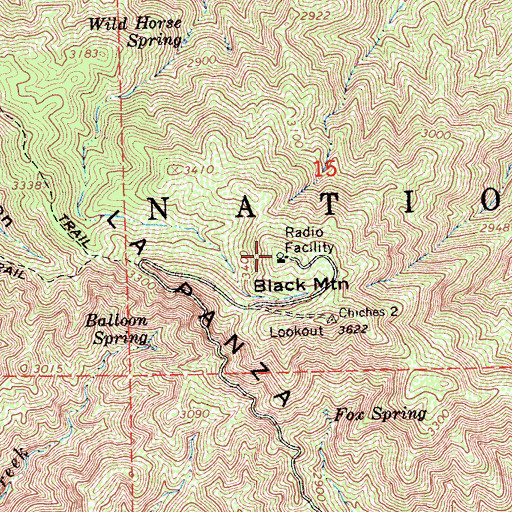 Topographic Map of Black Mountain, CA