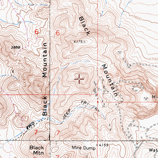 Topographic Map of Black Mountain, CA
