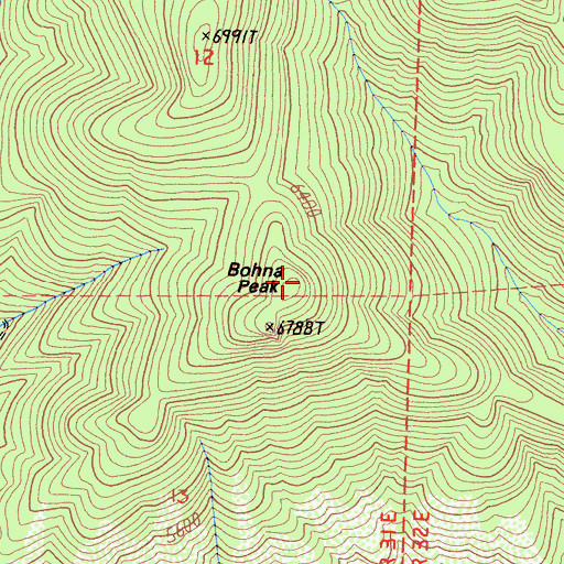 Topographic Map of Bohna Peak, CA