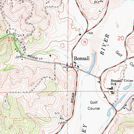 Topographic Map of Bonsall, CA