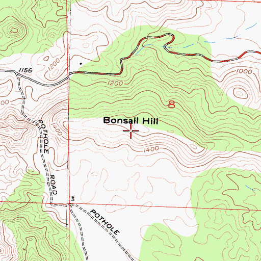 Topographic Map of Bonsall Hill, CA