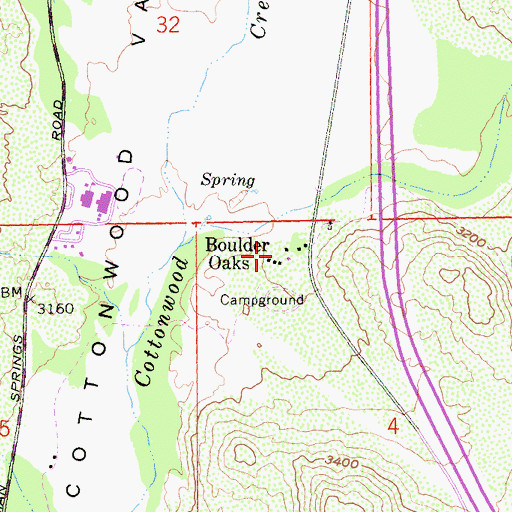 Topographic Map of Boulder Oaks, CA