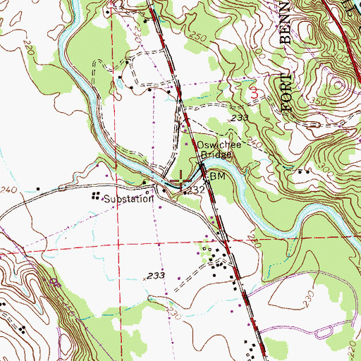 Topographic Map of Uchee Shoals Post Office (historical), AL