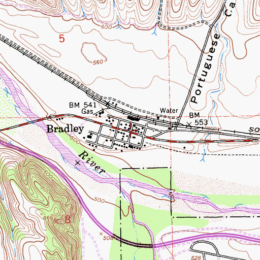 Topographic Map of Bradley, CA