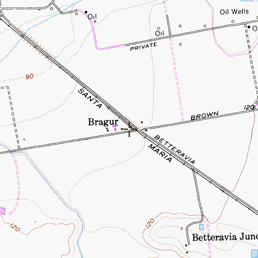 Topographic Map of Bragur, CA