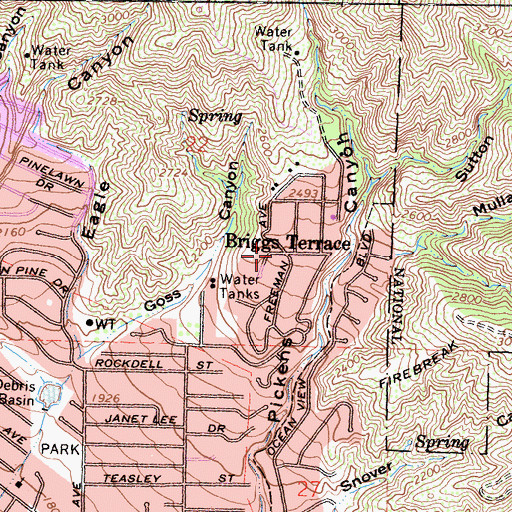 Topographic Map of Briggs Terrace, CA