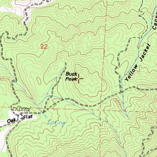 Topographic Map of Buck Peak, CA