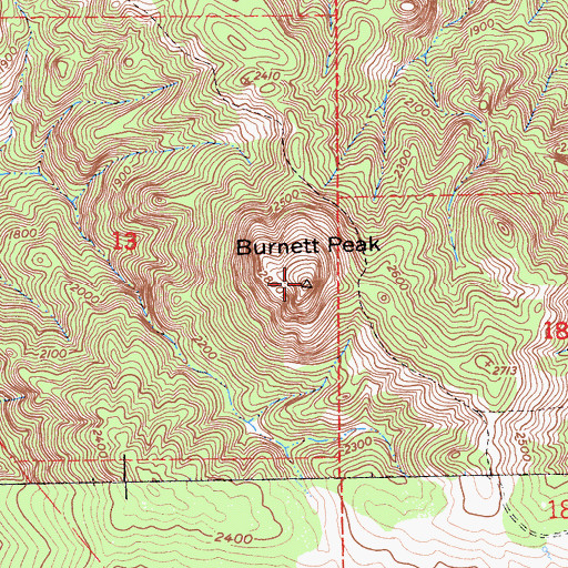 Topographic Map of Burnett Peak, CA