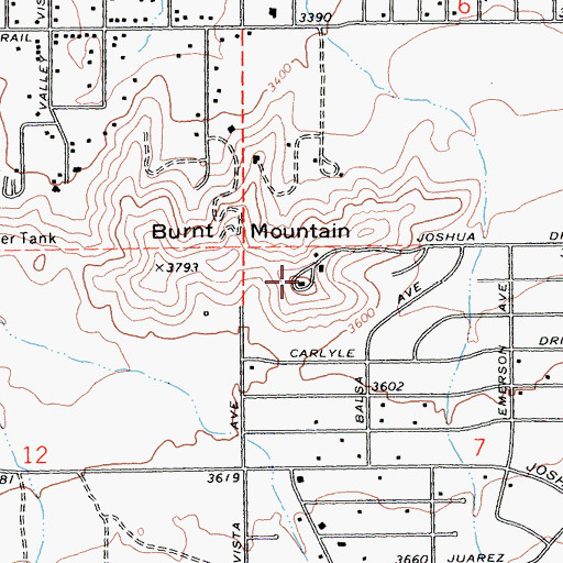Topographic Map of Burnt Mountain, CA