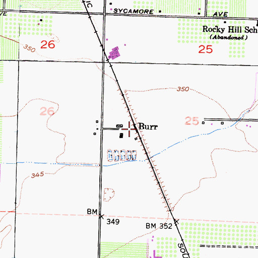 Topographic Map of Burr, CA