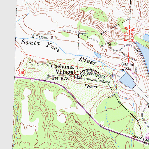 Topographic Map of Cachuma Village, CA