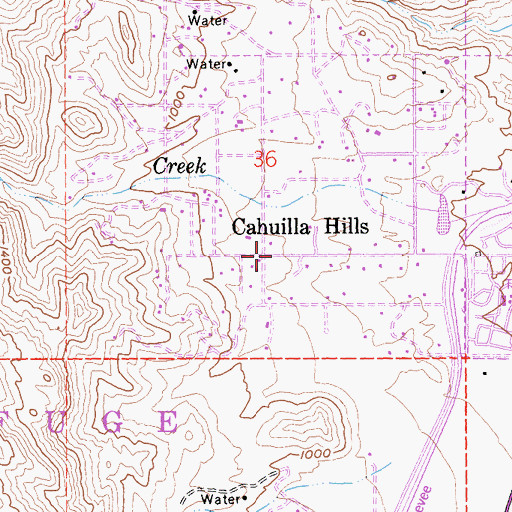Topographic Map of Cahuilla Hills, CA
