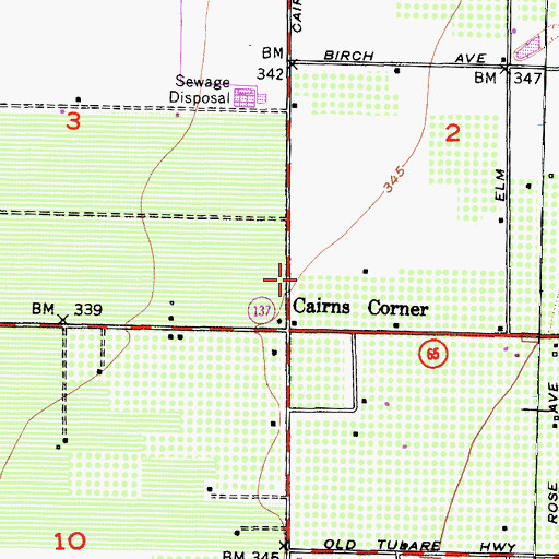 Topographic Map of Cairns Corner, CA