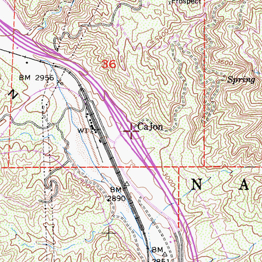 Topographic Map of Cajon, CA