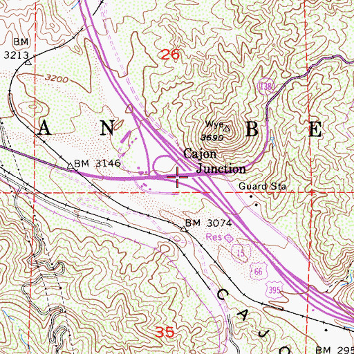 Topographic Map of Cajon Junction, CA