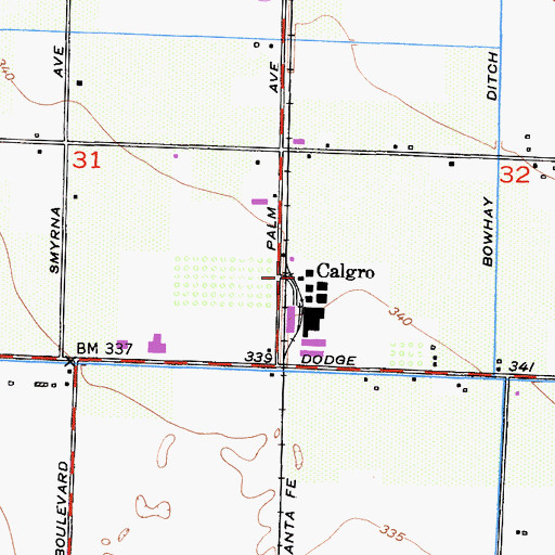 Topographic Map of Calgro, CA