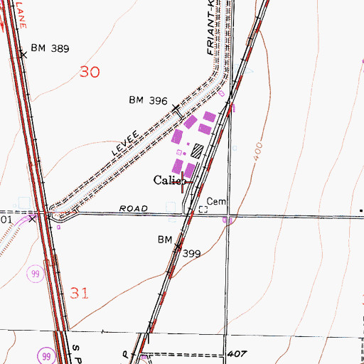 Topographic Map of Calico, CA