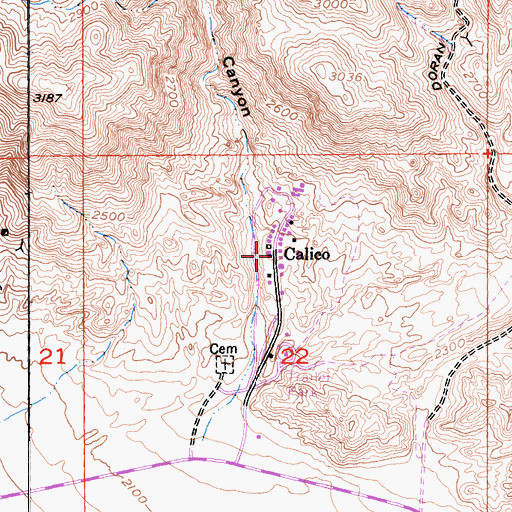 Topographic Map of Calico, CA