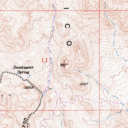 Topographic Map of Calico Mountains, CA