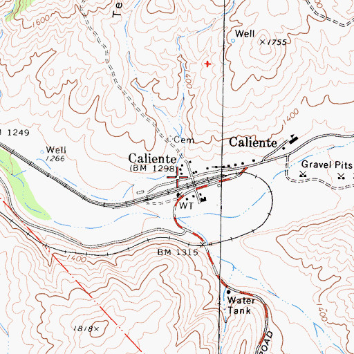Topographic Map of Caliente, CA
