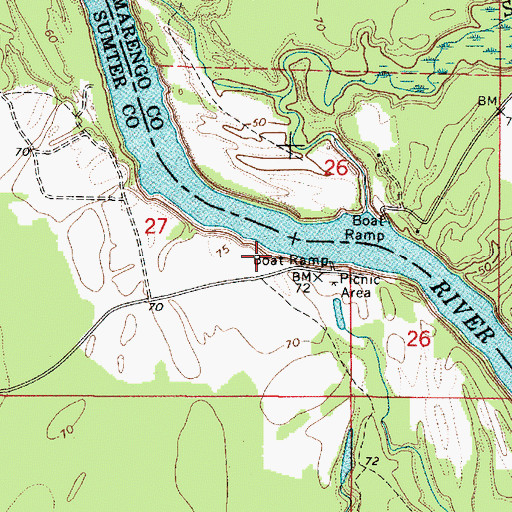 Topographic Map of Lock Three Right Bank Public Use Area, AL