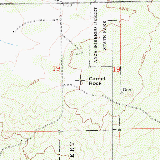 Topographic Map of Camel Rock, CA