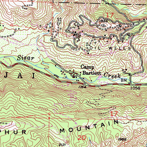Topographic Map of Camp Bartlett, CA