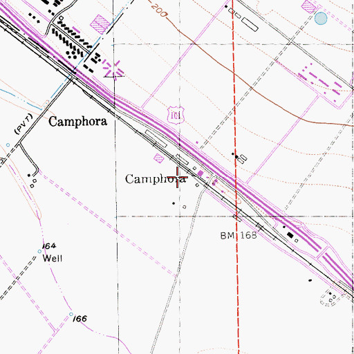 Topographic Map of Camphora, CA
