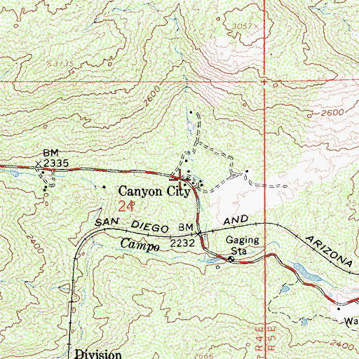 Topographic Map of Canyon City, CA