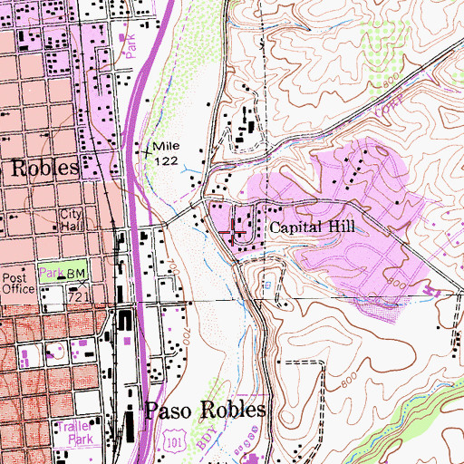 Topographic Map of Capital Hill, CA