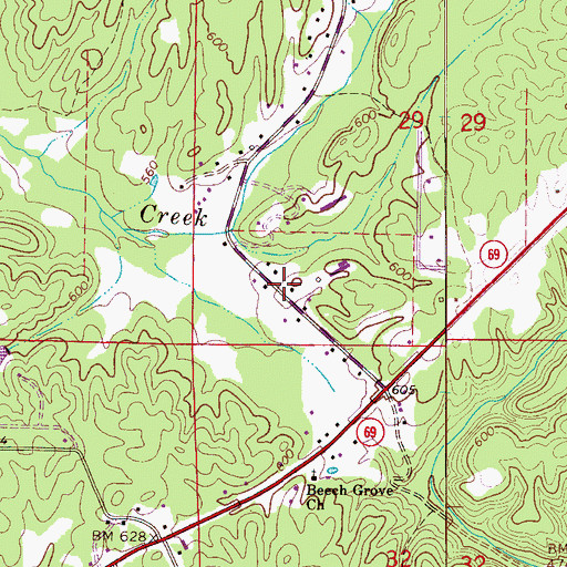 Topographic Map of Stouts Post Office (historical), AL