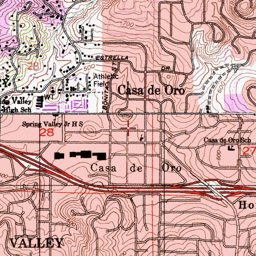 Topographic Map of Casa de Oro, CA