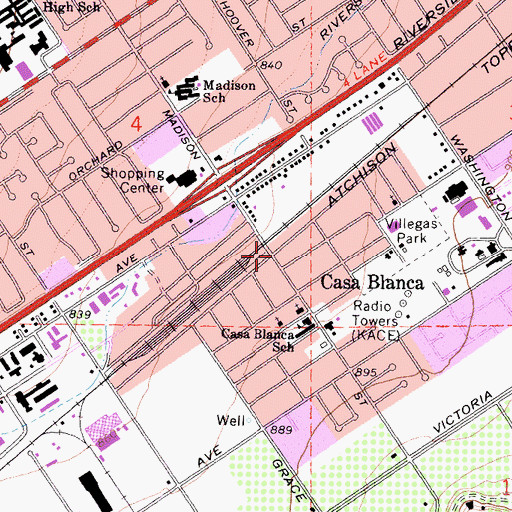 Topographic Map of Casa Blanca, CA